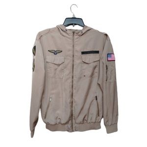 CSG Men’s Sports Lightweight Hooded Full Zip Jacket Brown Size S